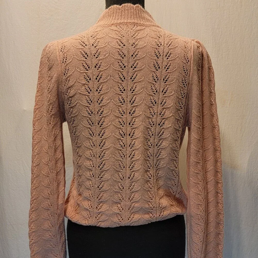 LOFT | Womens Lacy Sweater Size S - Pink - Picture 5 of 8
